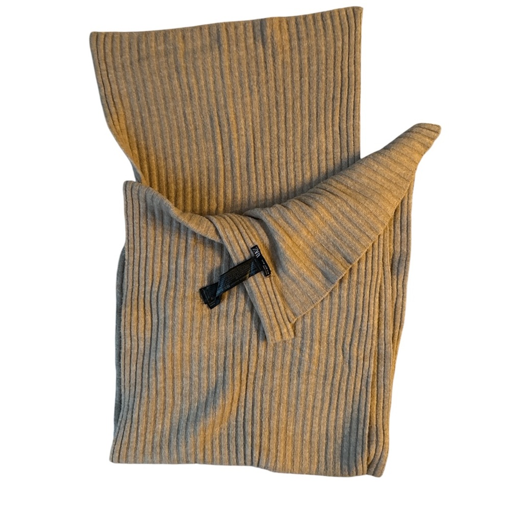 Zara Ribbed Knit Scarf in Beige